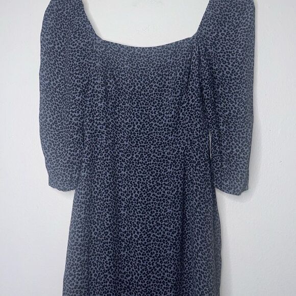 Abercrombie & Fitch leopard print 3/4 Sleeve Squareneck Smocked Dress Size Small - Picture 6 of 12